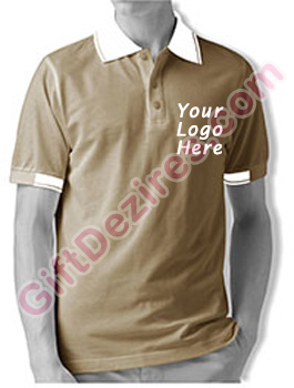 Designer Brown Desert Sand and White Color Mens Logo T Shirts